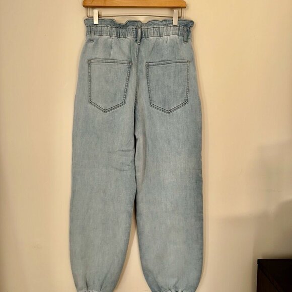 NWT Express Jogger Jeans Paper Bag Elastic Waist Pull On Denim Pants Womens 10R - Picture 2 of 7